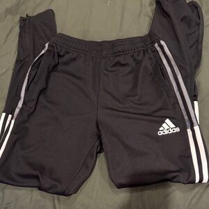 Adidas Black Joggers with White Stripes
